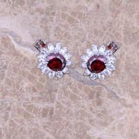 Red Garnet and White Topaz Earrings 202//202